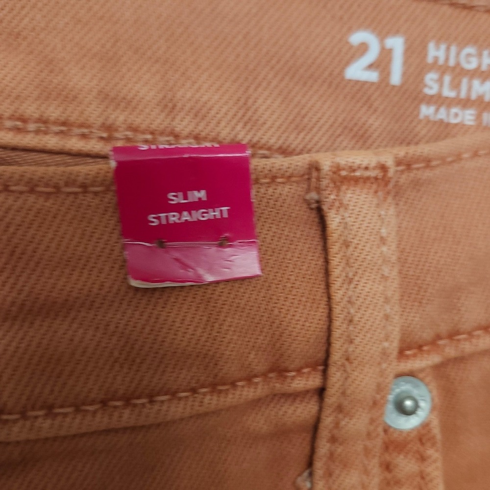 Arizona Jean Co Womens Size 21 Orange Slim Straight High‎ Rise Jeans NWT - Picture 4 of 7